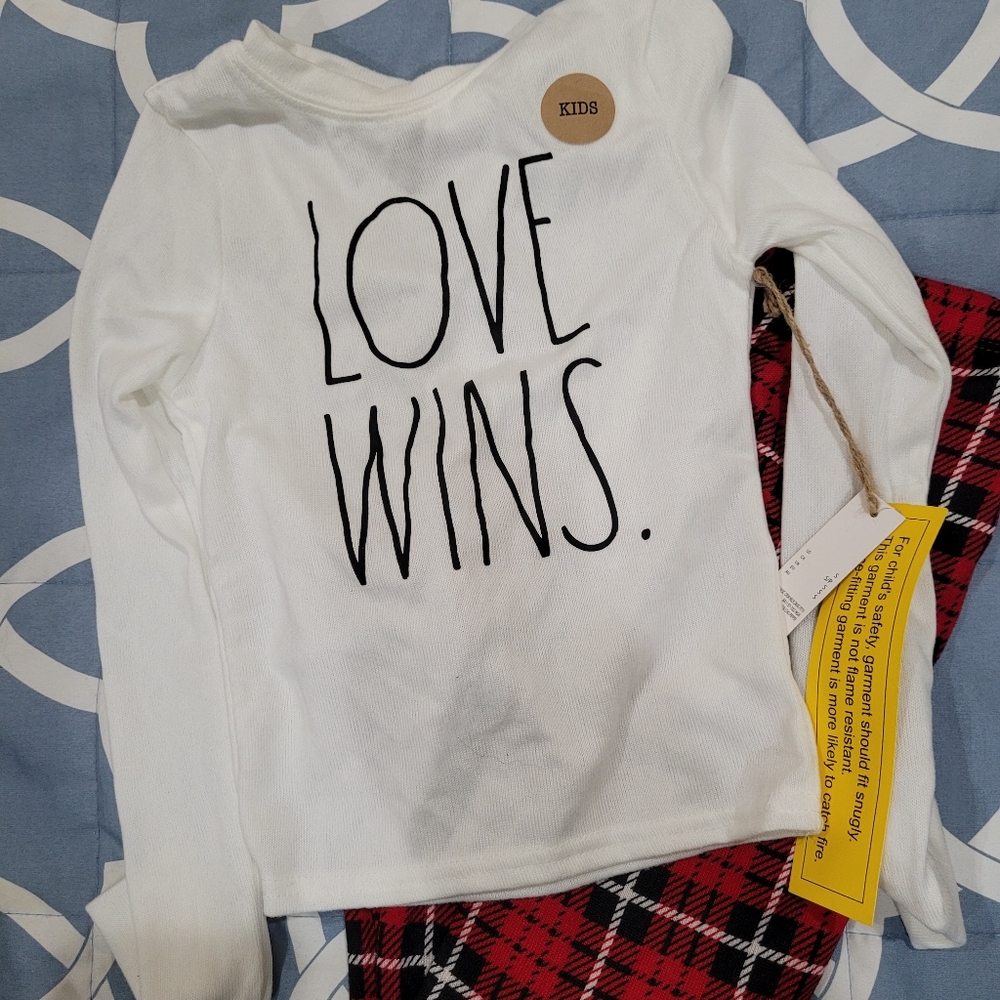 Rae Dunn Childrens Pajamas  Size XS  and S   white /plaid